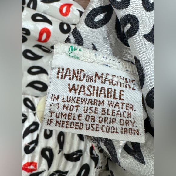 Lilli Ann Collections Blouse White Black Paisley Elastic Waist Vintage 80s Mod - Picture 10 of 11